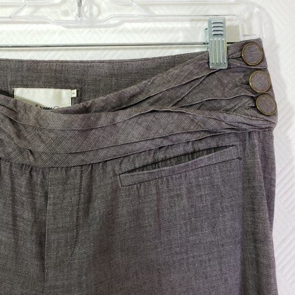ANTHROPOLOGIE, ELEVENSES Size 6 Gray, Taupe 100% Cotton, Wide Leg Pants - Picture 9 of 10